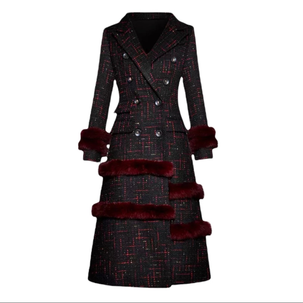 Gorgeous Fur Trim Tweed Long Jacket The Iphigenyah - Picture 5 of 13